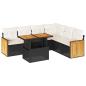 Preview: 7-tlg. Garten-Sofagarnitur mit Kissen Schwarz Poly Rattan