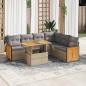Preview: ARDEBO.de - 7-tlg. Garten-Sofagarnitur mit Kissen Beige Poly Rattan Akazie