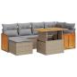 Preview: 8-tlg. Garten-Sofagarnitur mit Kissen Beige Poly Rattan Akazie