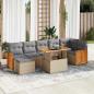 Preview: ARDEBO.de - 7-tlg. Garten-Sofagarnitur mit Kissen Beige Poly Rattan Akazie