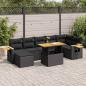 Preview: ARDEBO.de - 8-tlg. Garten-Sofagarnitur mit Kissen Schwarz Poly Rattan