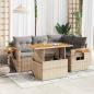 Preview: ARDEBO.de - 4-tlg. Garten-Sofagarnitur mit Kissen Beige Poly Rattan Akazie