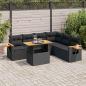 Preview: ARDEBO.de - 6-tlg. Garten-Sofagarnitur mit Kissen Schwarz Poly Rattan