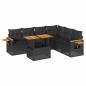 Preview: 6-tlg. Garten-Sofagarnitur mit Kissen Schwarz Poly Rattan
