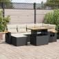 Preview: ARDEBO.de - 7-tlg. Garten-Sofagarnitur mit Kissen Schwarz Poly Rattan