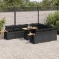 Preview: ARDEBO.de - 10-tlg. Garten-Sofagarnitur mit Kissen Schwarz Poly Rattan