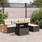 Preview: ARDEBO.de - 6-tlg. Garten-Sofagarnitur mit Kissen Schwarz Poly Rattan