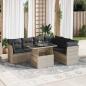 Preview: ARDEBO.de - 7-tlg. Garten-Sofagarnitur mit Kissen Hellgrau Poly Rattan