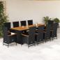Preview: ARDEBO.de - 11-tlg. Garten-Essgruppe mit Kissen Schwarz Poly Rattan
