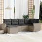 Preview: ARDEBO.de - 6-tlg. Garten-Sofagarnitur mit Kissen Hellgrau Poly Rattan