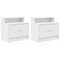 Preview: Nachttische mit Schublade 2 Stk. Weiß 51x31x47 cm