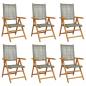 Preview: Gartenstuhl Verstellbar 6 Stk. Grau Poly Rattan Massivholz