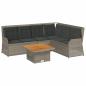 Preview: 5-tlg. Garten-Lounge-Set mit Kissen Grau Poly Rattan