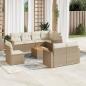 Preview: ARDEBO.de - 9-tlg. Garten-Sofagarnitur mit Kissen Beige Poly Rattan