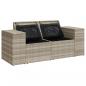Preview: Gartensofa mit Kissen 2-Sitzer Hellgrau Poly Rattan