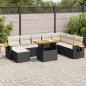 Preview: ARDEBO.de - 7-tlg. Garten-Sofagarnitur mit Kissen Schwarz Poly Rattan
