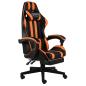 Preview: Gaming-Stuhl mit Fußstütze Schwarz und Orange Kunstleder