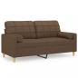 Preview: 2-Sitzer-Sofa mit Zierkissen Braun 140 cm Stoff