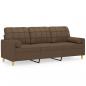 Preview: 3-Sitzer-Sofa mit Zierkissen Braun 180 cm Stoff