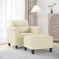 Preview: ARDEBO.de - Sessel mit Hocker Creme 60 cm Kunstleder