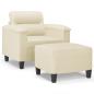 Preview: Sessel mit Hocker Creme 60 cm Kunstleder