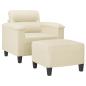 Preview: Sessel mit Hocker Creme 60 cm Kunstleder