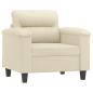 Preview: Sessel mit Hocker Creme 60 cm Kunstleder