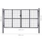 Preview: Mesh-Gartentor Verzinkter Stahl 289 x 150 cm Grau