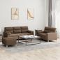 Preview: ARDEBO.de - 3-tlg. Sofagarnitur mit Kissen Braun Stoff