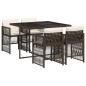 Preview: 5-tlg. Garten-Essgruppe mit Kissen Braun Poly Rattan