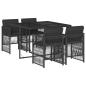 Preview: 5-tlg. Garten-Essgruppe mit Kissen Schwarz Poly Rattan