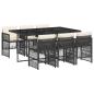 Preview: 7-tlg. Garten-Essgruppe mit Kissen Schwarz Poly Rattan