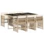 Preview: 7-tlg. Garten-Essgruppe mit Kissen Beige Poly Rattan