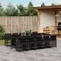 Preview: ARDEBO.de - 11-tlg. Garten-Essgruppe mit Kissen Schwarz Poly Rattan