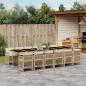 Preview: ARDEBO.de - 13-tlg. Garten-Essgruppe mit Kissen Beige Poly Rattan