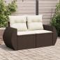 Preview: ARDEBO.de - Gartensofa mit Kissen 2-Sitzer Braun Poly Rattan