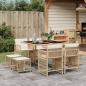Preview: ARDEBO.de - 9-tlg. Garten-Essgruppe mit Kissen Beige Poly Rattan