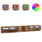 Preview: TV-Schrank mit LED-Leuchten Altholz-Optik 300x35x40 cm