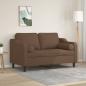 Preview: ARDEBO.de - 2-Sitzer-Sofa mit Zierkissen Braun 120 cm Stoff
