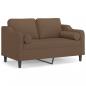 Preview: 2-Sitzer-Sofa mit Zierkissen Braun 120 cm Stoff