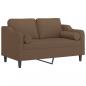 Preview: 2-Sitzer-Sofa mit Zierkissen Braun 120 cm Stoff