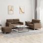 Preview: ARDEBO.de - 3-tlg. Sofagarnitur mit Kissen Braun Stoff