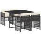 Preview: 5-tlg. Garten-Essgruppe mit Kissen Schwarz Poly Rattan