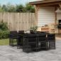 Preview: ARDEBO.de - 7-tlg. Garten-Essgruppe mit Kissen Schwarz Poly Rattan