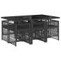 Preview: 7-tlg. Garten-Essgruppe mit Kissen Schwarz Poly Rattan