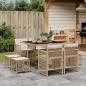 Preview: ARDEBO.de - 9-tlg. Garten-Essgruppe mit Kissen Beige Poly Rattan
