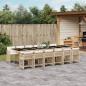 Preview: ARDEBO.de - 13-tlg. Garten-Essgruppe mit Kissen Beige Poly Rattan