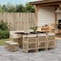 Preview: ARDEBO.de - 11-tlg. Garten-Essgruppe mit Kissen Beige Poly Rattan