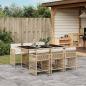 Preview: ARDEBO.de - 7-tlg. Garten-Essgruppe mit Kissen Beige Poly Rattan