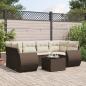 Preview: ARDEBO.de - 7-tlg. Garten-Sofagarnitur mit Kissen Braun Poly Rattan